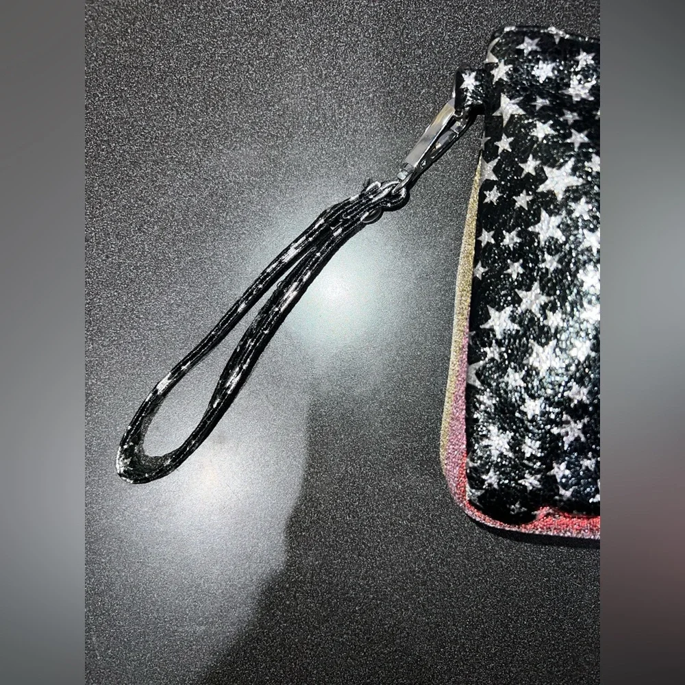 NWOT Bari Lynn wristlet makeup cosmetics bag pouch wallet rainbow shimmer shiny